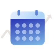 Calendar icon with an upward trend arrow representing future dividend estimation