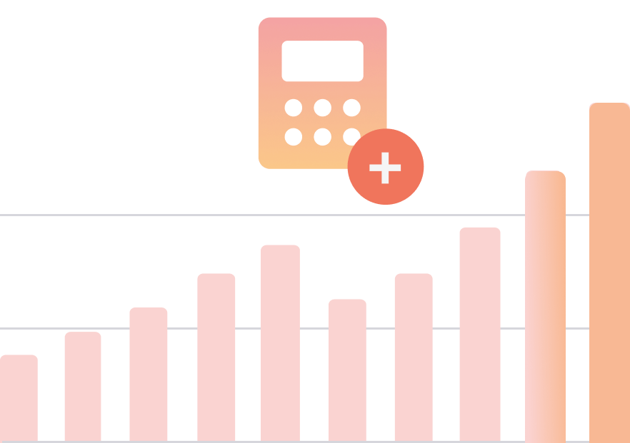 graphic of a bar chart with a calculator above the graph