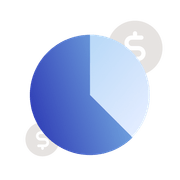 Pie chart icon with dollar signs representing dividend income tracking