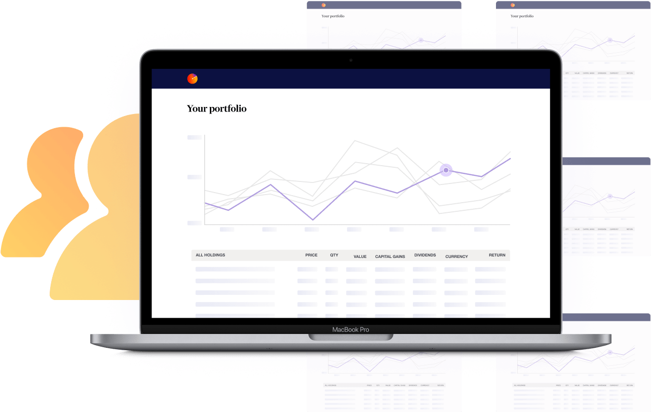 Illustration of SMSF portfolio tracker UI for accountants.